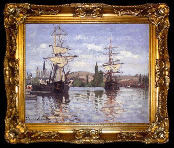 framed  Claude Monet Ships Riding on the Seine at Rouen, ta009-2